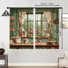 2 Pcs Kitchen Scenery Print Curtains,suitable for Bedroom,living Room Kitchen Decoration,home Decoration,window Decoration