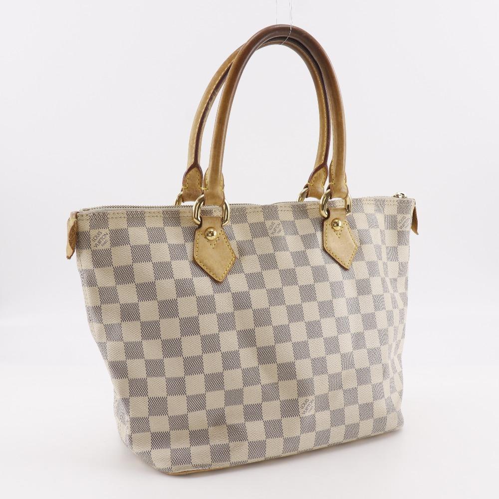 LOUIS VUITTON Saleya PM Handbag N51186 White Damier Azur Canvas Women Used