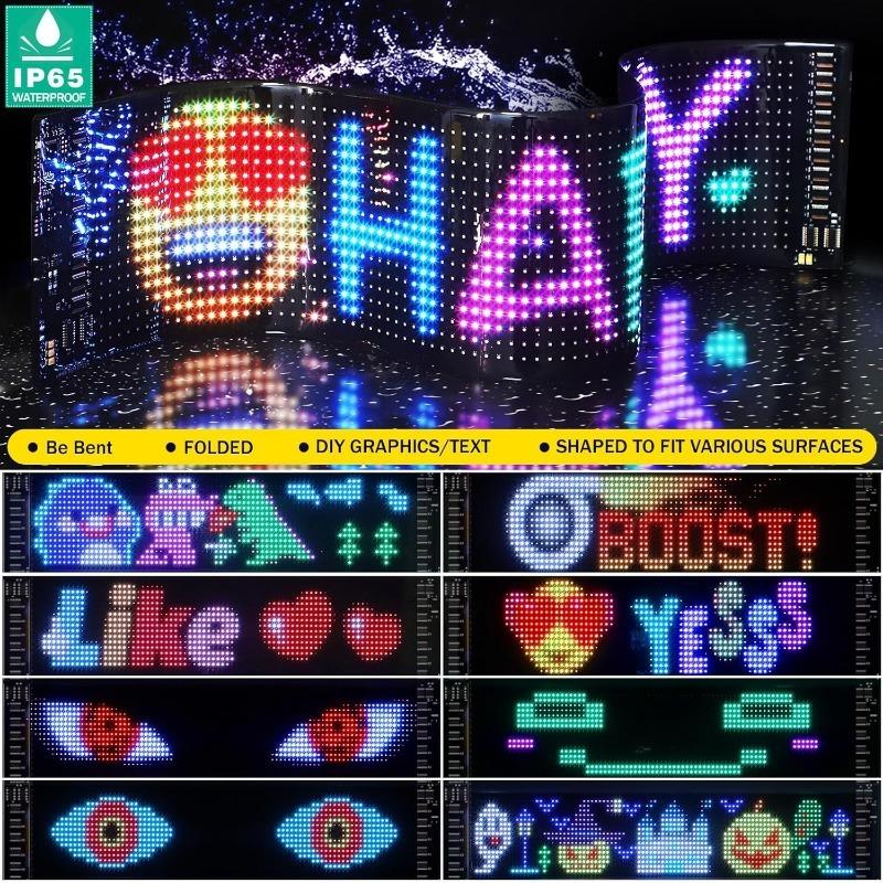 10.6"x4.7" Flexible 5V/2A Double Devil Eyes Car LED Light Digital Bluetooth APP Controlled Custom Sign for Cars Stores Hotels