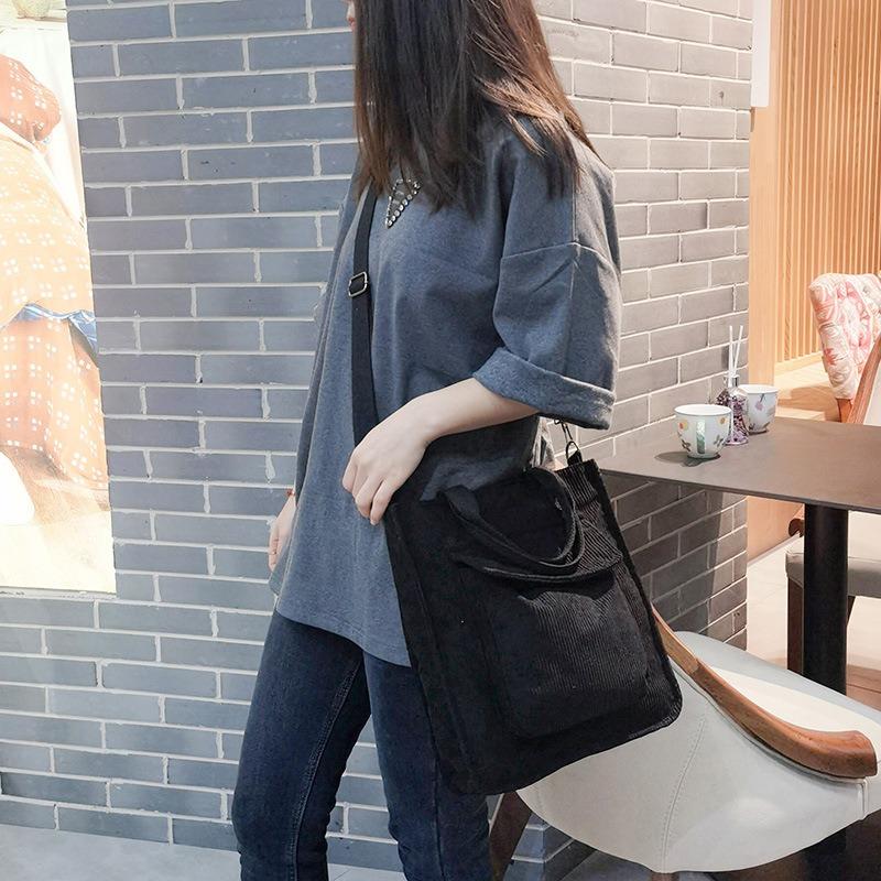 Women's Bag Corduroy New Shoulder Bag Simple Portable Messenger Bag