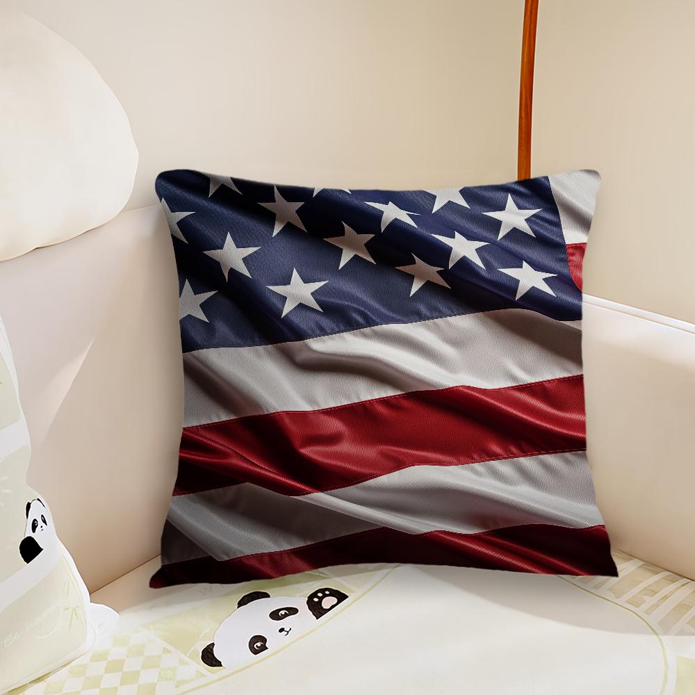 America USA Flag Cushion Cover Pillow Case Plush Fabric Soft Double Sided Print Sofa Cushion Cover Throw Pillow Covers
