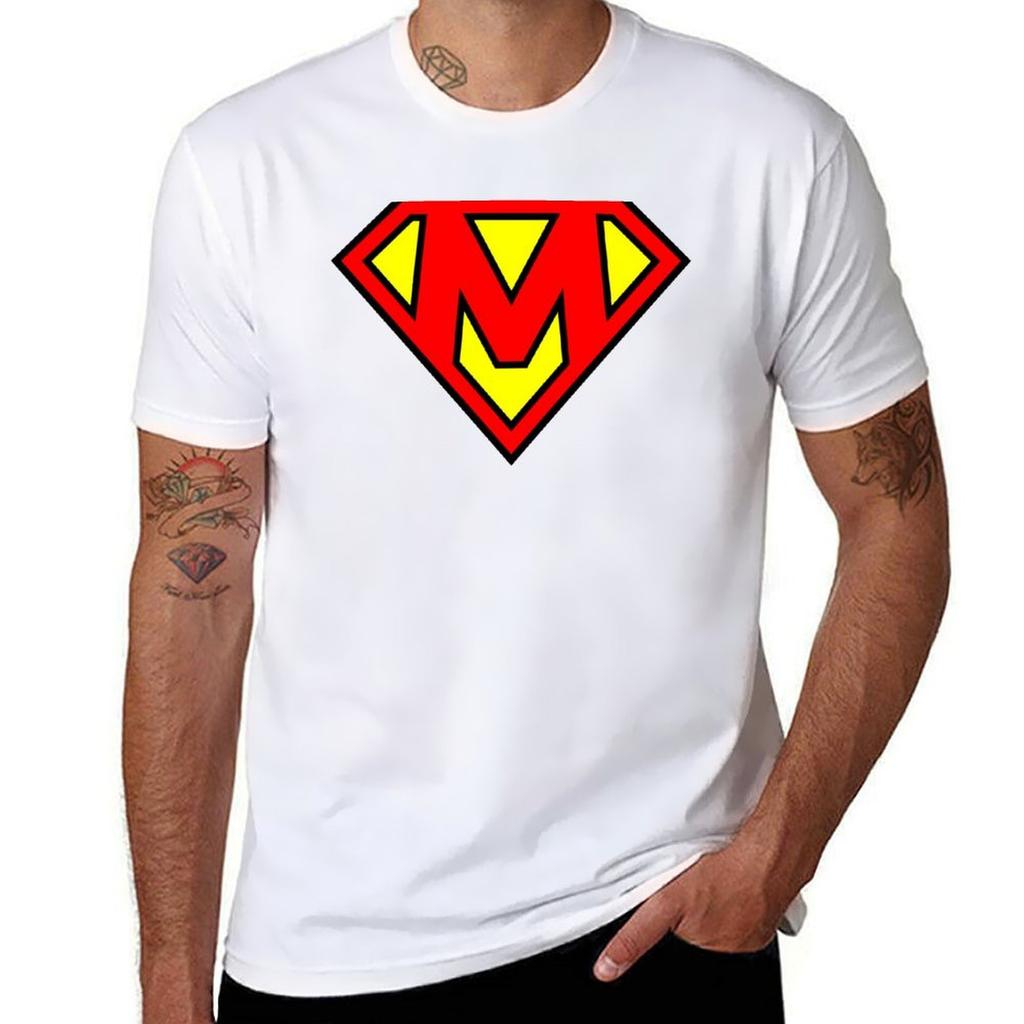 Letter M Super Letter Vol1 Tshirt Basic Solid Color Casual Tee Shirt