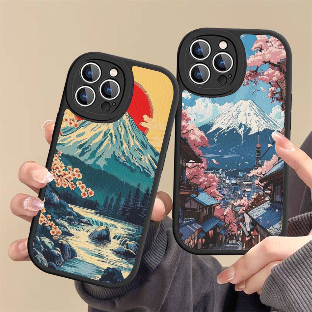 Fuji Mountain Osaka City Landscape Phone Case Hard Leather For IPhone 16 15 14 13 12 Mini 11 14 Pro Max Xs X Xr 7 8 Plus Fundas