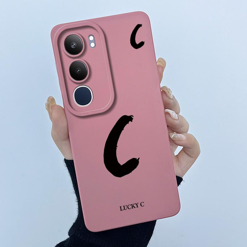 For Vivo Y19s V2149 Cover Case Lucky Initial Letter Couple Silicone Soft Matte Phone Bumper for Vivo Y19s 4G Y29 5G Casing