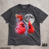 Three Northern Cardinal Moon Shirt, Funny 90s Vintage Aesthetic Graphic Tee, Retro Comfort Colors® Bird Top, Ironic Wolf Moon Parody Gift