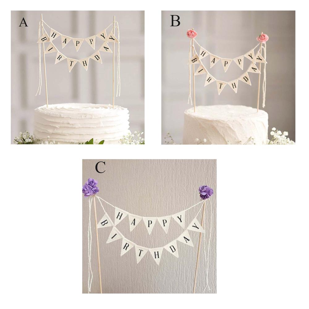 Cupcake Cake Flag Bunting Pennant Happy Birthday Banner Party Supplies Cake Decoration Cake Topper