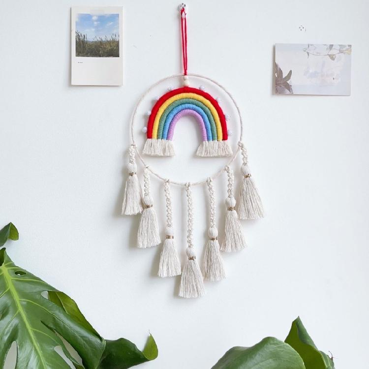 Dormitory Wall Window Handwoven Tassels Sky Rainbow Supplies for Home Office