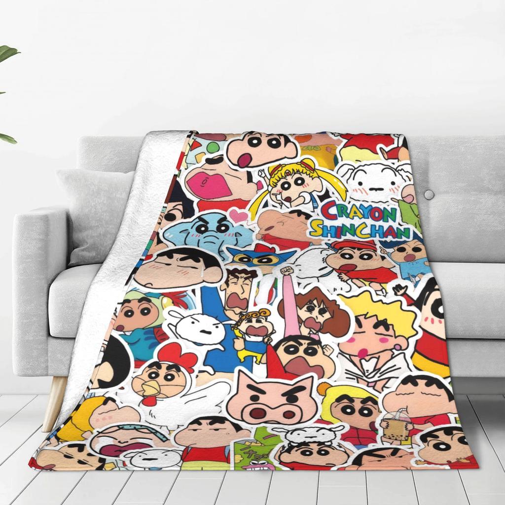 Crayons Shin-chans Cute Collection Flannel Blanket Winter  Warm Bedding Throws for Kids Adult Outdoor Funny Bedspread Bed Cover