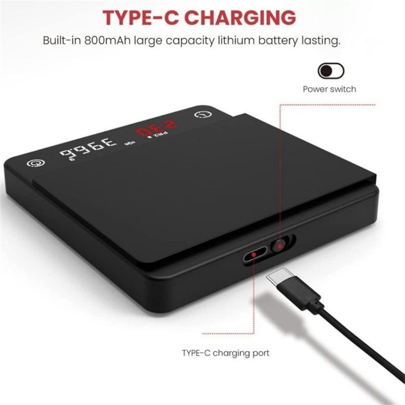 Digital Kitchen Scale USB Food Scale Electric Coffee Scales Digital Scale Plastic Material Gift for Coffee Enthusiasts