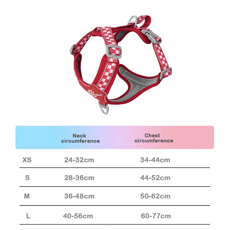 

Universal Pet Dog Reflective Harness Vest Checkerboard No-Pull Adjustable Fit for Shiba Inu Border Collie For Outdoor Walking XS
