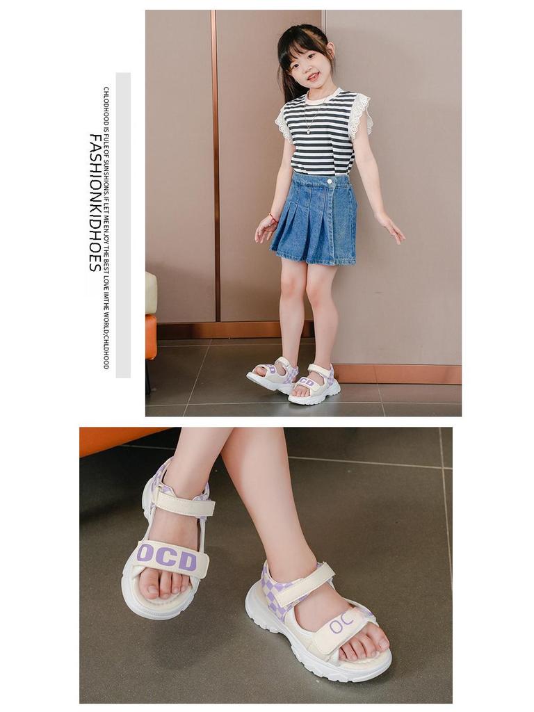 2025 Summer Girls' Sports Open-Toe Soft Sole Sandals for Students and Beach