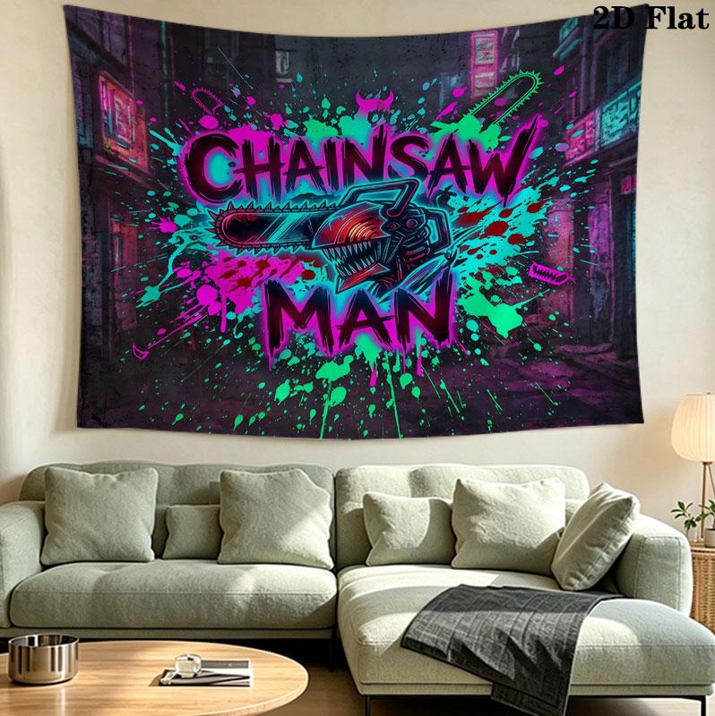 Chainsaw Man Wall Tapestry Aesthetic Wall Hanging Printed Fabric Blanket Decorative Tapestries For Bedroom Living Room Home Decor