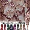 1 Yard Luxury Sequin African Lace Fabric High Quality French Nigerian Sequins Embroidery Beads Tulle Mesh Fabric Wedding Dress