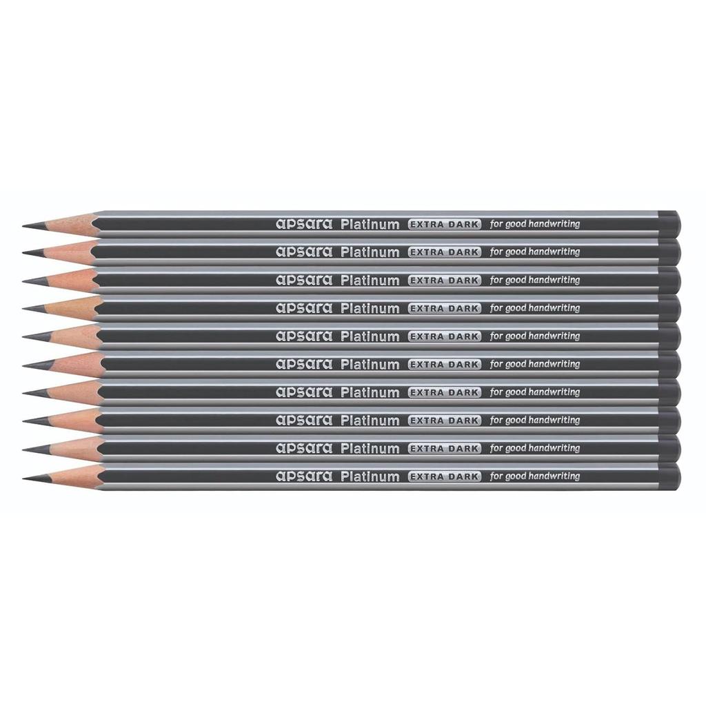 Apsara Platinum Pencil Value Pack Of 20 Extra Dark Lead Soft Wood School Writing Set For Students Academic Use