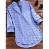 Retro Plaid Collar Long Sleeved Shirt for Women 100 Pure Cotton