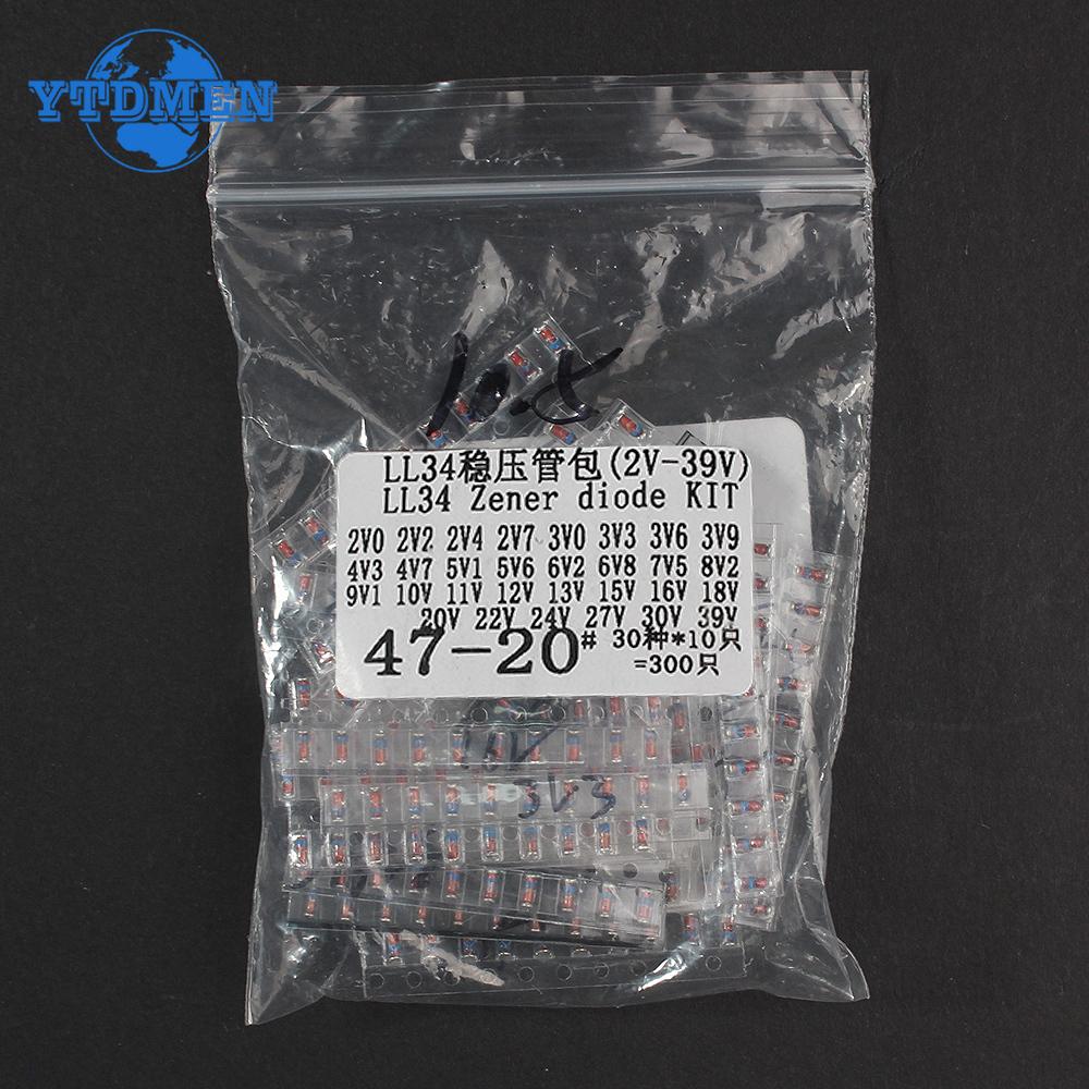 300PCS SMD LL34 Zener-Dioden-Kit 0,5W 1/2W 3V-24V 2V-39V SMD-Dioden-Set 1N4148