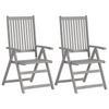 Adjustable Garden Chairs 2 pcs Grey Solid Acacia Wood