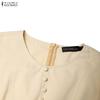 ZANZEA Women Casual Round Neck Solid Color Elegant Short Sleeve Dress