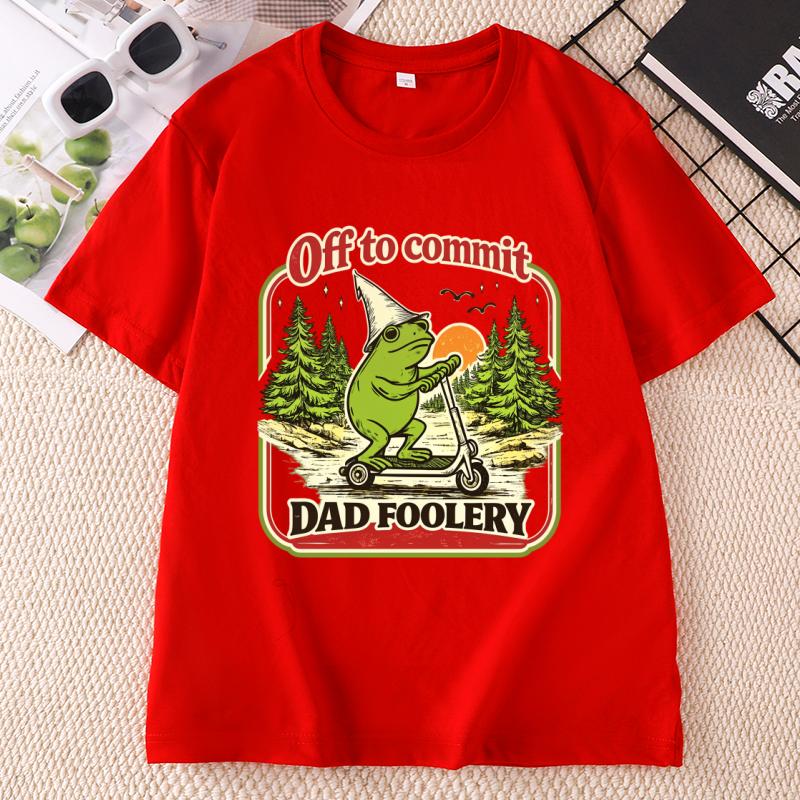 Dad Frog Off To Commit Tshirt Funny Frog Scooter T Shirt Pregnancy AnnounceUnisext Tee Oneck Short Sleeve Printed Clothes