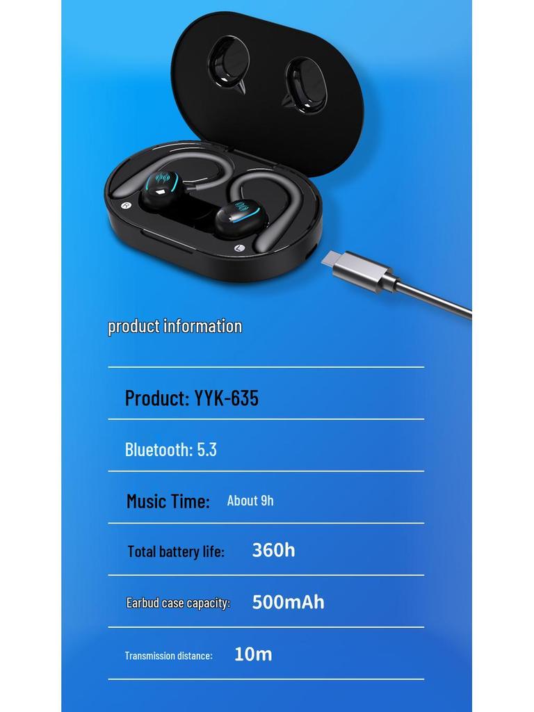 Noise-Cancelling Ear-Hook Bluetooth Gaming Headphones with Long Battery Life and High Sound Quality