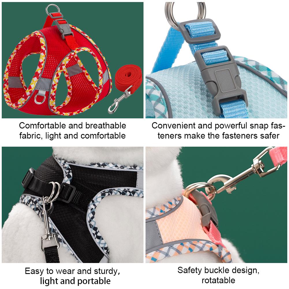 Small Medium Pet Dog Harness for Outdoor Use Set Dog Vest Strap Adjustable Breathable Harness for Dogs Puppy and Cats