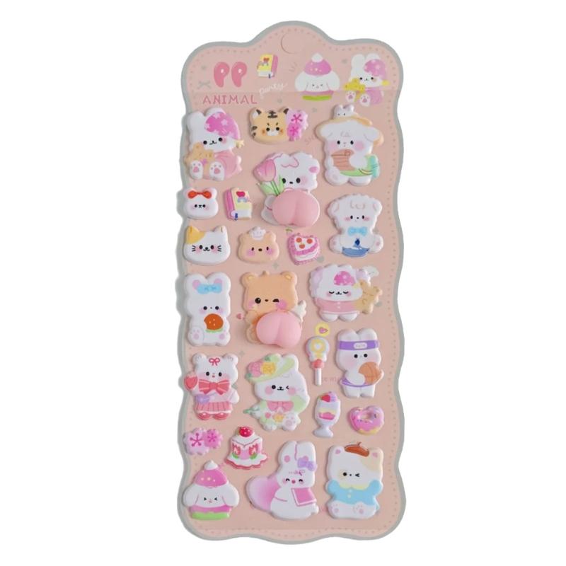 Animal Sticker Decorative Foam Sticker for Art Craft Scrapbooking Journals Phone Case Water Bottle Children Rewarding