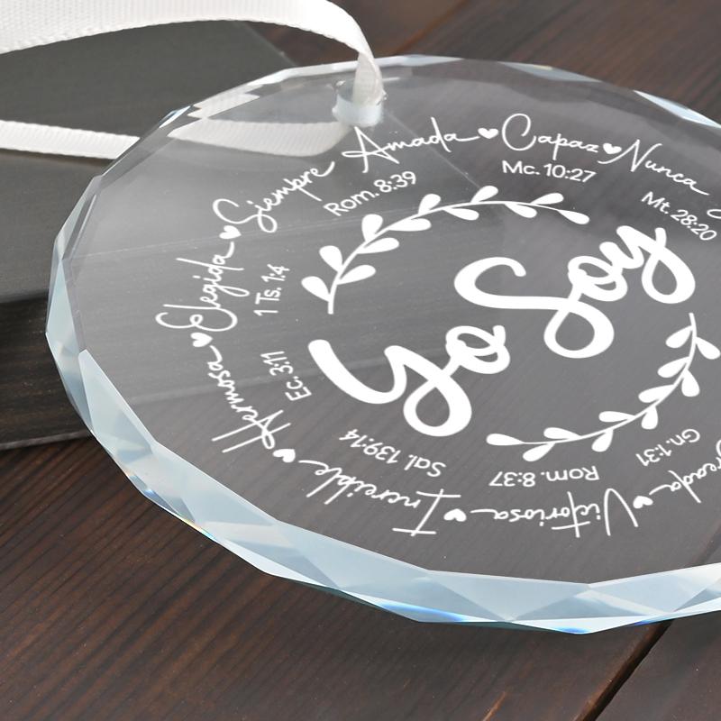 1pc/2pcs 'Yo Soy' Christmas Gift Glass Ornament,Hanging Decorative Gift for Christian Families,  Holiday Gift for Family and Friends, Glass Keepsake