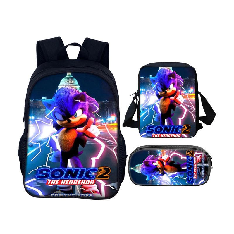 Sonic The Hedgehog 2 Book Bag Set With Waterresistant Polyester For School And Travel