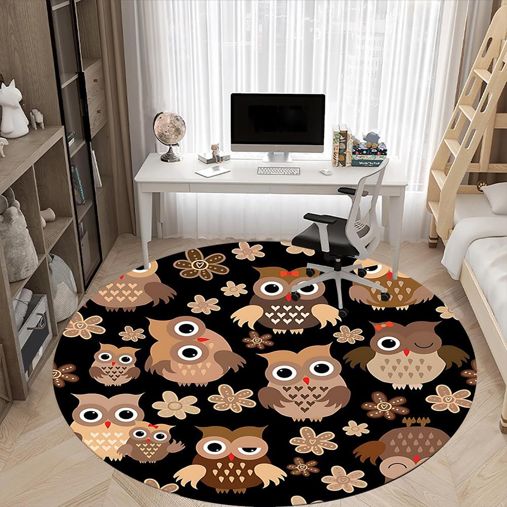 1pc Owl Flowers Office Round Area Rug, Under Office Chairs Bedroom Living Room Home Decor, Room Deco, Available In Various Sizes 009
