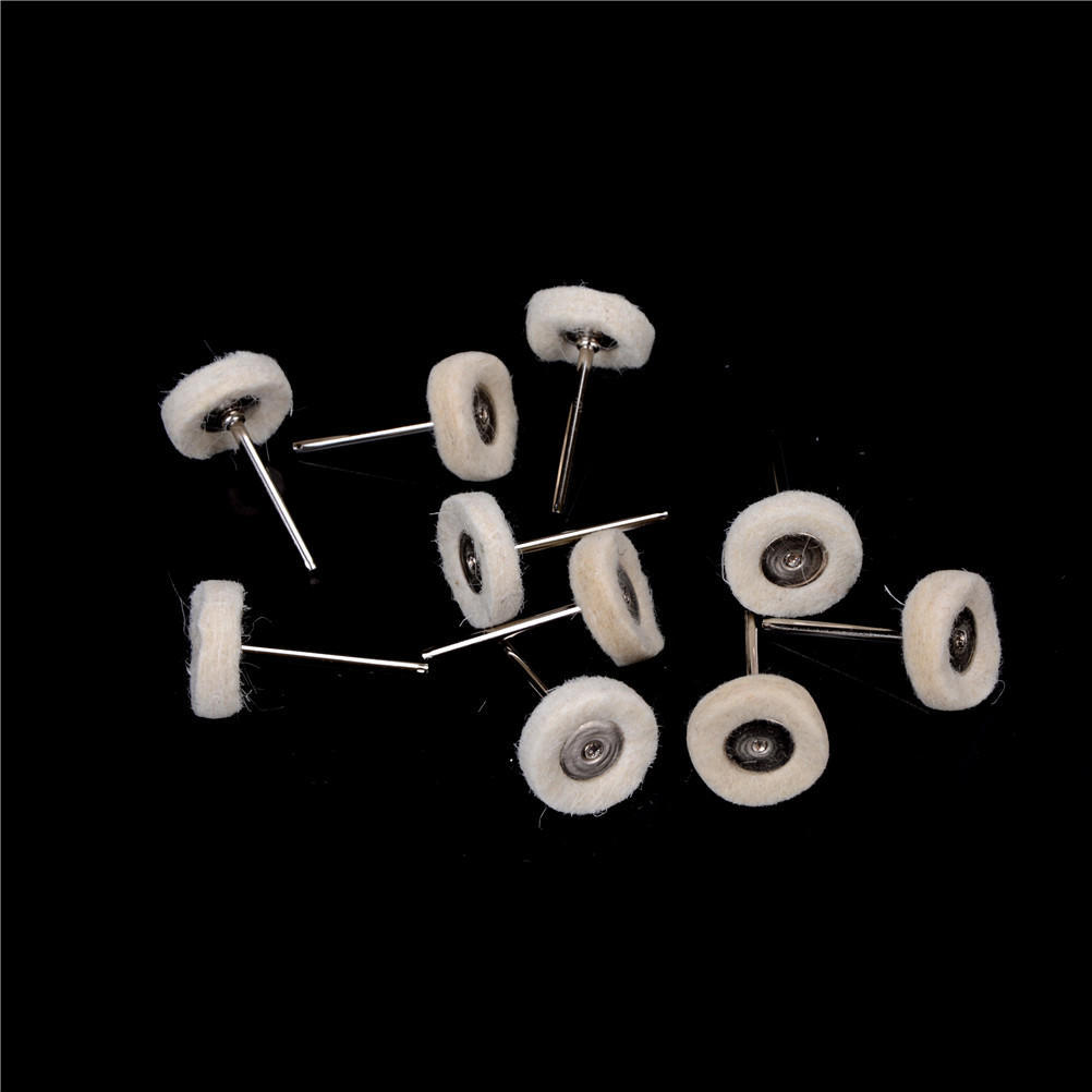 10Pcs 25Mm Wool Felt Polishing Buffing Drill Grinder Wheel Brushes With Handle