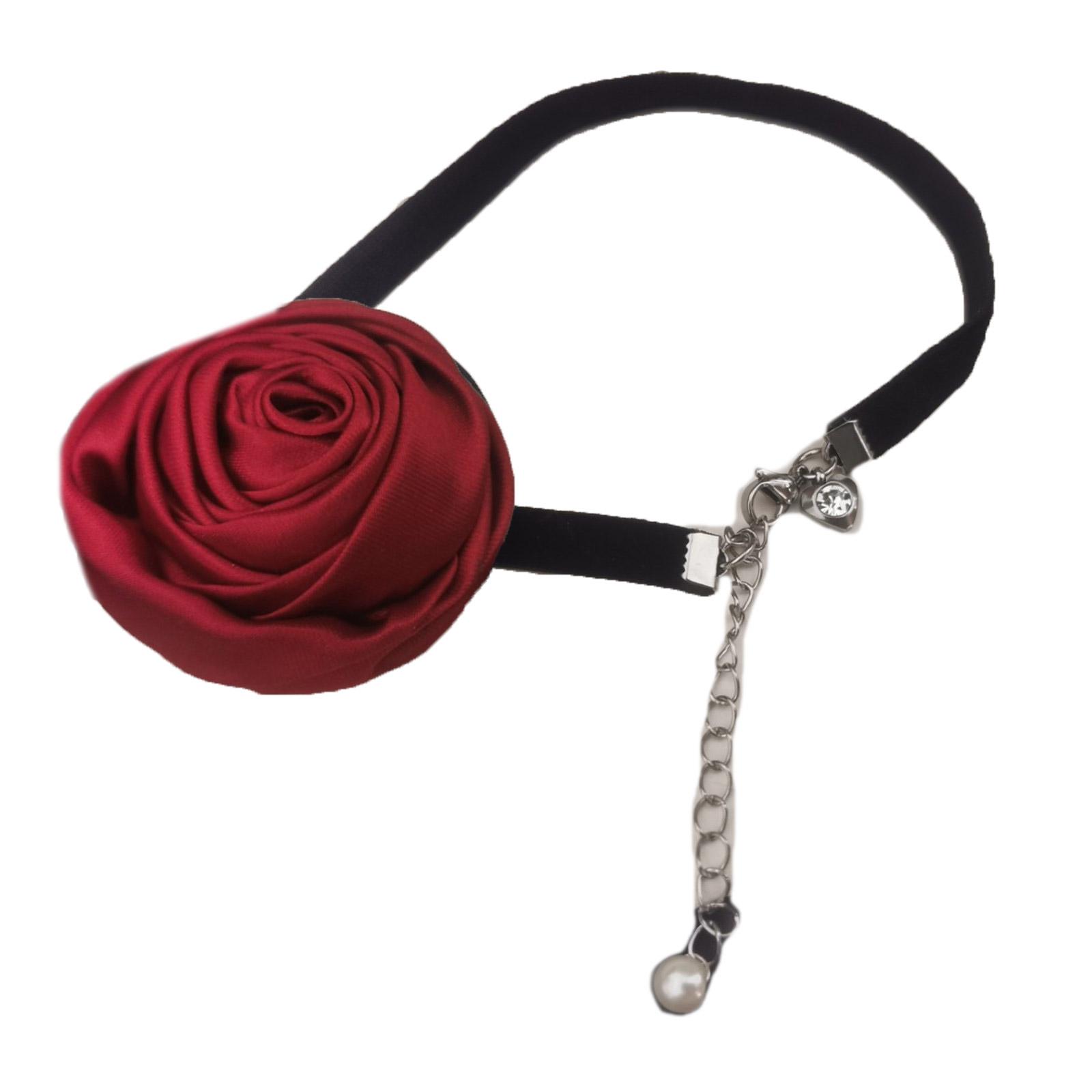 

Fashionable Flower Choker Necklace Trendy Rope Necklace Gothic Style Clavicle Chain Suitable for Daily Wedding Party 1 кларет