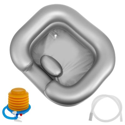 Bassin de Lavage de Cheveux Gonflable avec Support Tête Cou Tuyau d'Évacuation Pliable Portable Bassin Gonflable pour Shampooing pour Personnes Handicapées Personnes Âgées