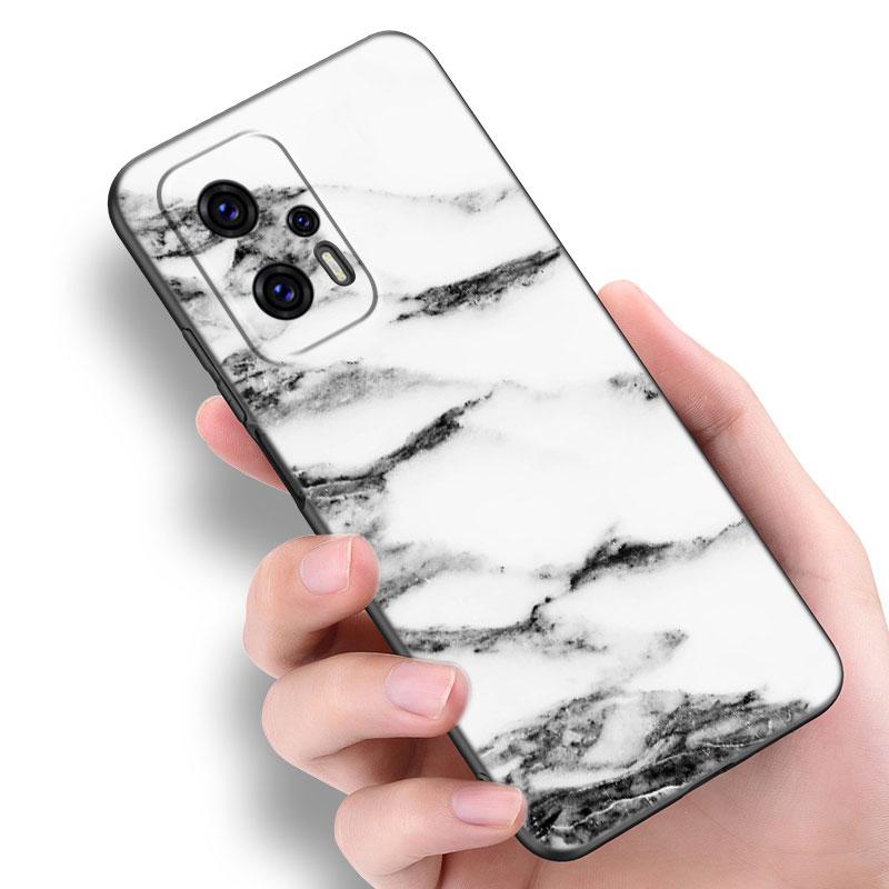Xiaomi POCO F2 F3 M2 M3 M4 X3 X4 Pro NFC F4 GT 5G F1 X2 C3 C31 C40 M5S için Siyah ve Beyaz Mermer Telefon Kılıfı TPU Siyah Kapak