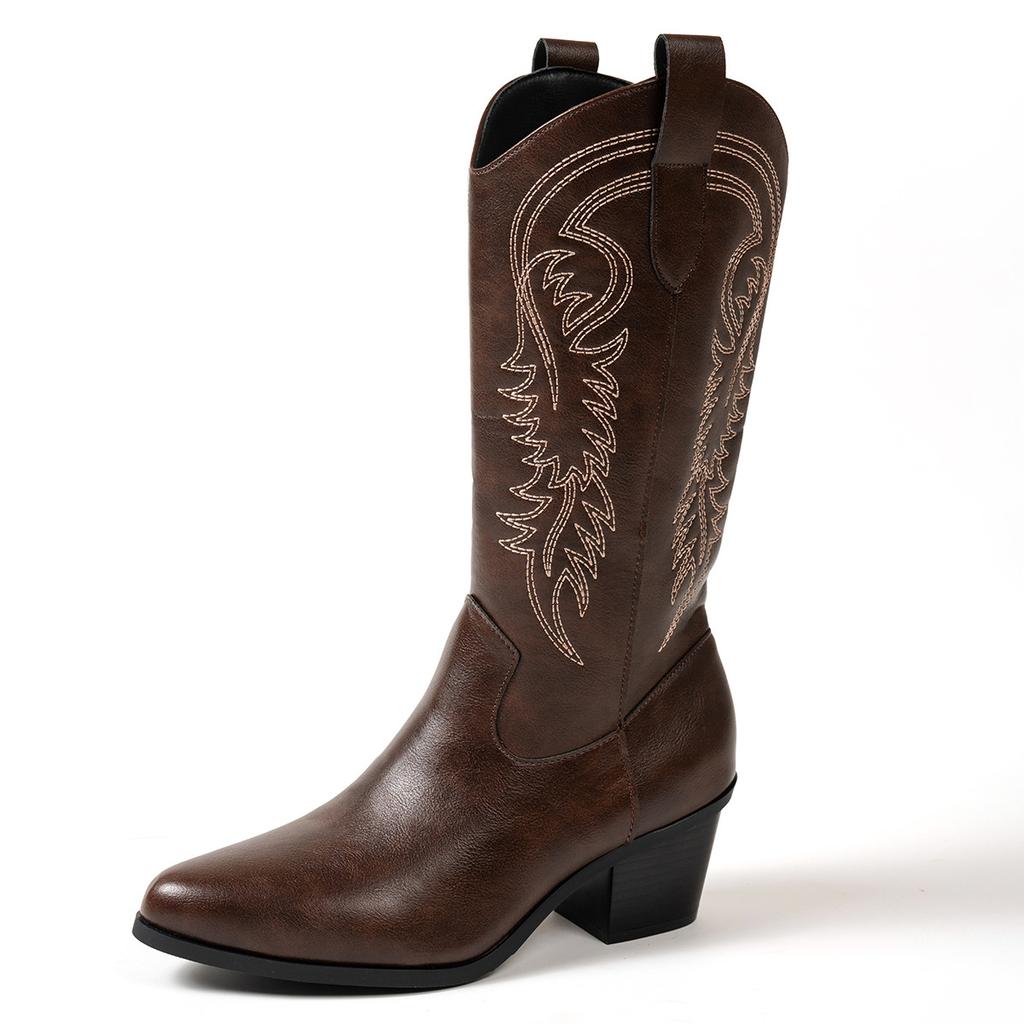 Large Size Cowboy Knight Medium Boots Pointed Boots Brown Boots Boots Boots Women