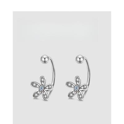Fresh Flowers U-shaped Screw Earrings Without Taking Off Earrings for Sleeping New Year's New Style