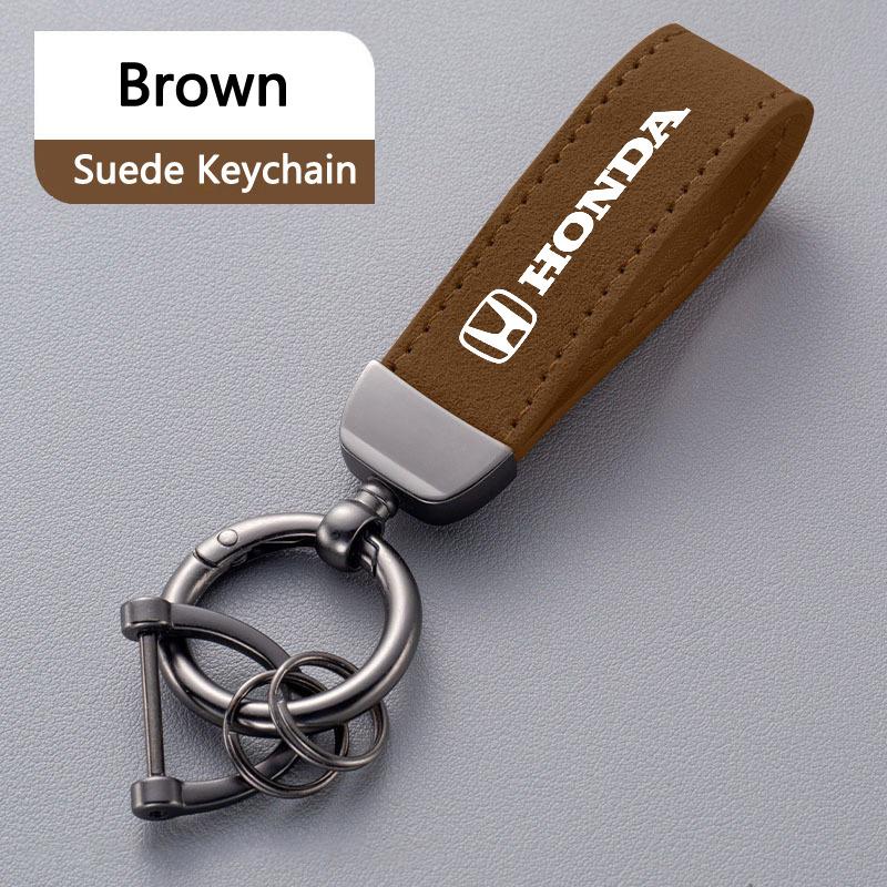 Suede Leather Car Badges Keychain Keyring Key Chain Accessories For Honda Civic FIT Accord Prelude CRV 5th City CRZ CRX Jazz HRV LK6 
