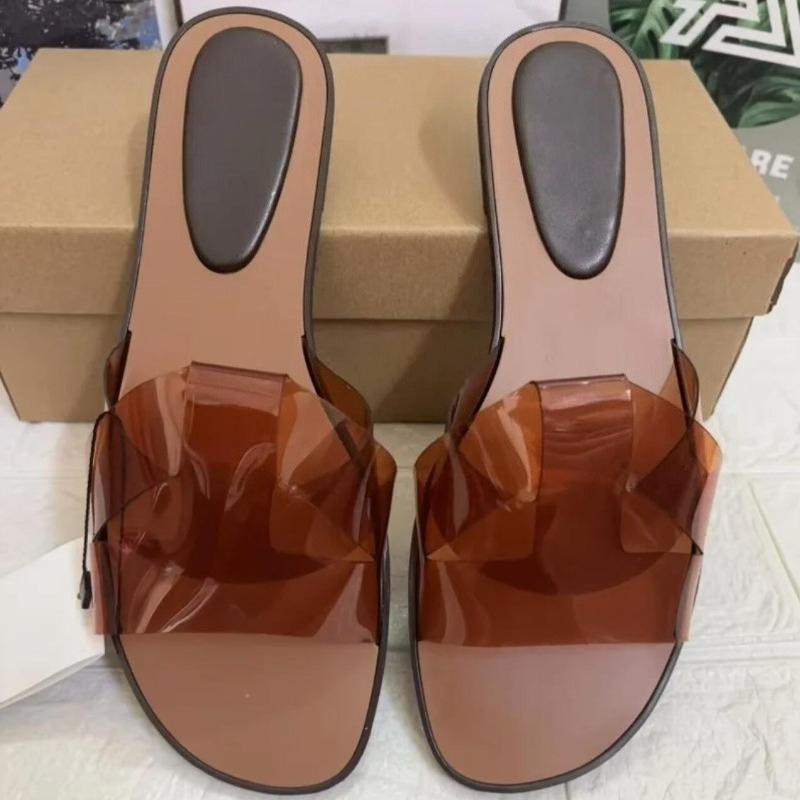 Fashion 2025 Transparent PVC Women Beach Shoes Summer Brand Leisure Open Toe Flat Bottom Ladies Slippers Outdoor Comfort Designer Slides