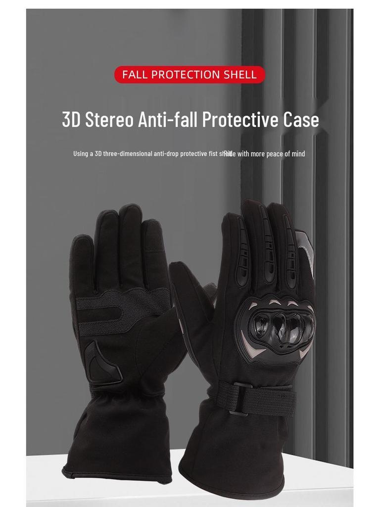 Windproof Full-Finger Motorcycle Gloves: Velvet-Lined, Non-Slip for Off-Road Riding In Winter/Autumn