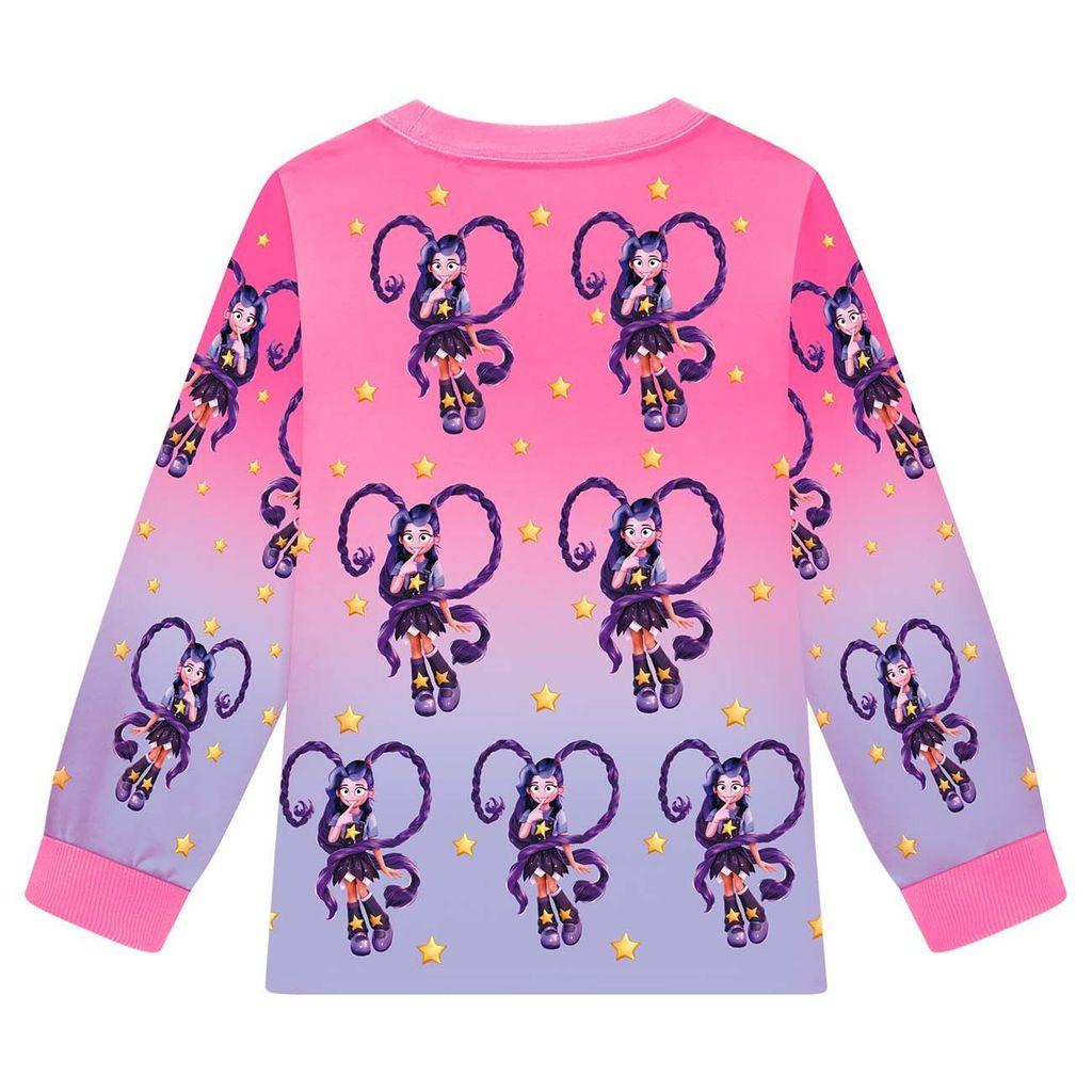 19800 Kids Girls Lily Lovebraids Printed Long Sleeves Round Neck Fashion Top Trousers Sets