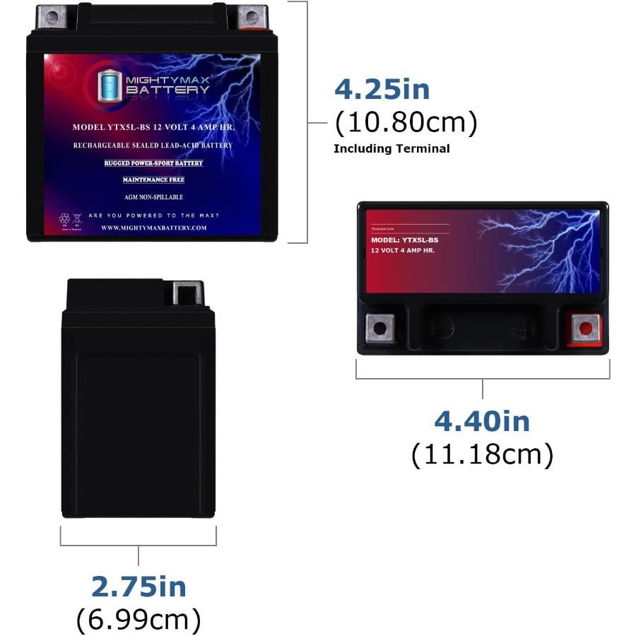 

YTX5LBS Motorcycle Battery Replacement for Reliable Performance in Harsh Conditions 12V 4AH HighCapacity with 80 CCA Output Ide United States