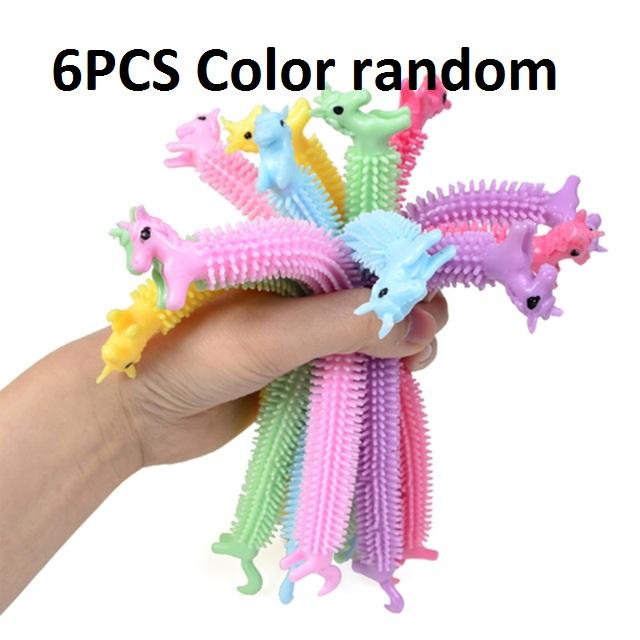 30-3PCS Funny Unicorn Pull Worm Noodle Fidget Toys Stretch String TPR Rope Anti Stress Toys String Stress Relief Autism Vent Toy
