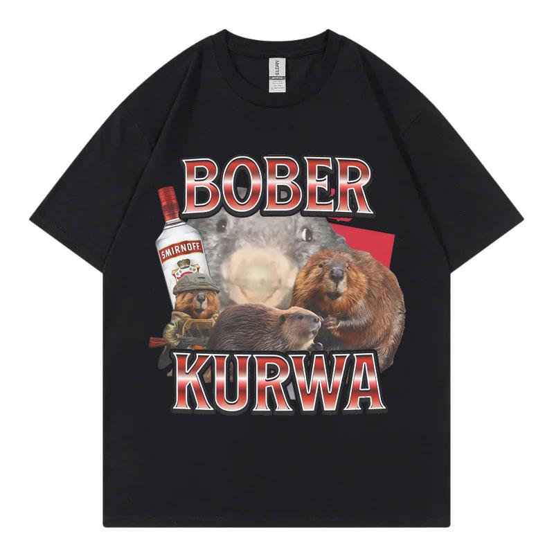 Bober Kurwa Fun Mouse Meme T-shirt, Vintage Harajuku Y2k T-shirt Casual, Fashionable and Comfortable Summer Print T-shirt