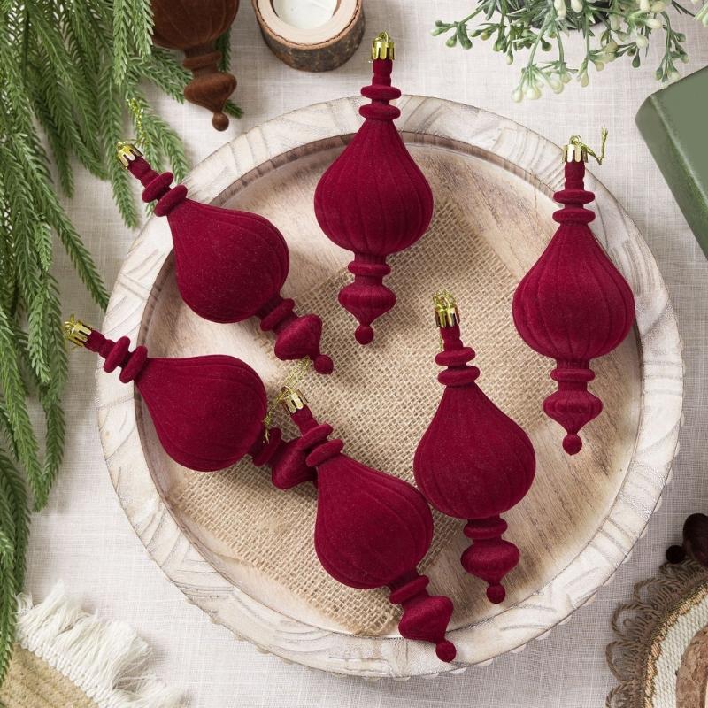 Ribbed Christmas Tree Trim with Elongated Shape and Textured Finish for Indoor Display, Wreath Styling and Tree Placement