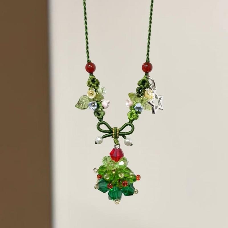 Christmas Tree Phone Chain Necklace Lanyard Anti-Lost Hanging Rope Bag Decor Pendant Christmas Gifts
