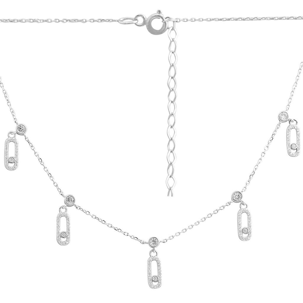 Silver Necklace with Cubic Zirconia, Item Weight 5.22 G (2207900)