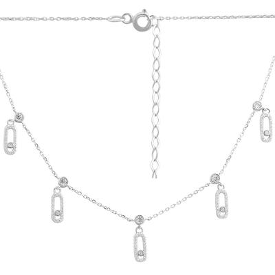 Silver Necklace with Cubic Zirconia, Item Weight 5.22 G (2207900)