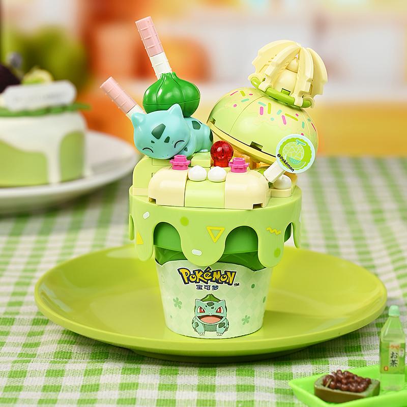 New Keeppley  Ice Cream Series Building Block Toy Pikachu Bulbasaur Tabletop Ornament Model Educational Children's Gifts
