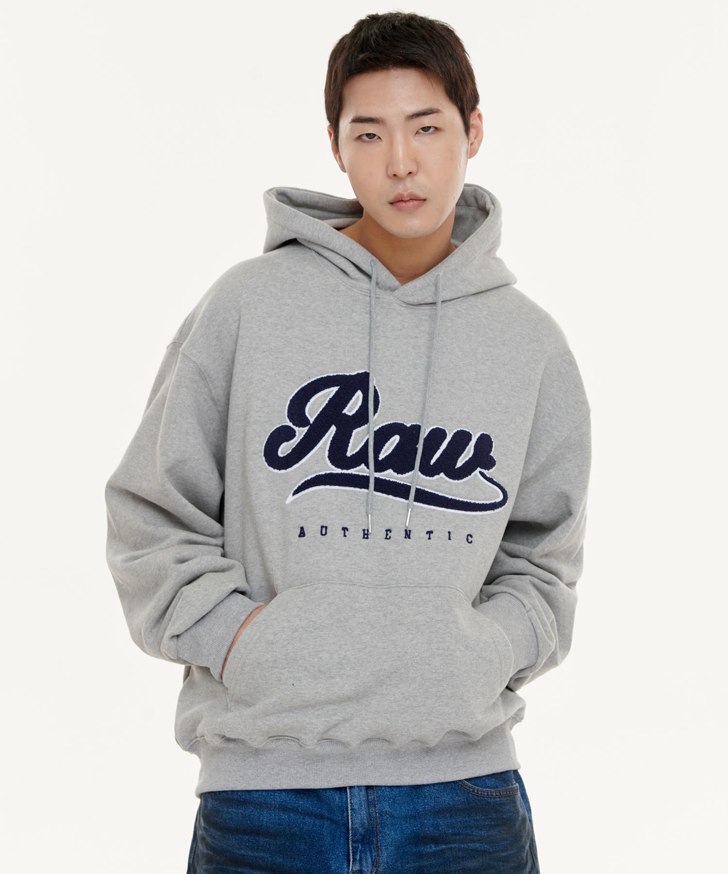 Row Lab Raw Boucle Embroidery Hoodie - Gray M