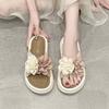 Height-increasing Thick-soled One-word Versatile Slippers for Women's Summer Wear 2025 New High-end Flower Beach Non-slip and Cool Slippers