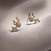Elegant Korean Reindeer Stud Earrings - Minimalist, Cute, and Versatile Christmas Accessory